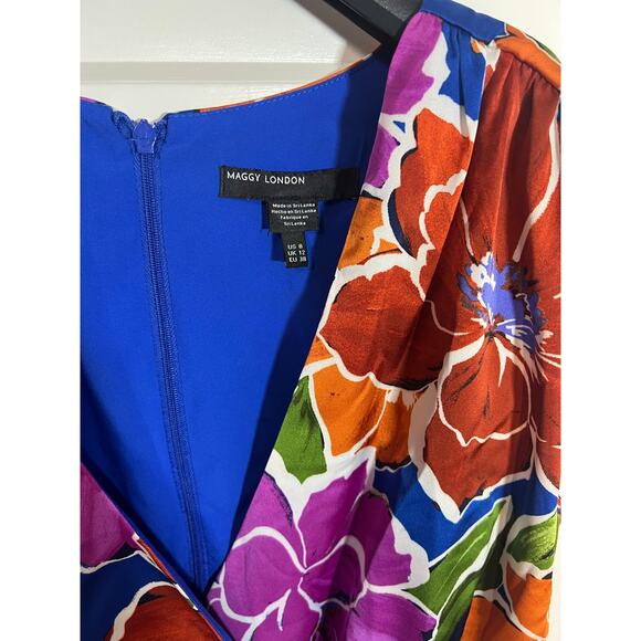 NEW! Maggy London Women's Sleeveless Midi Floral Dress V-Neck Size‎ 6 Wedding - Picture 8 of 12